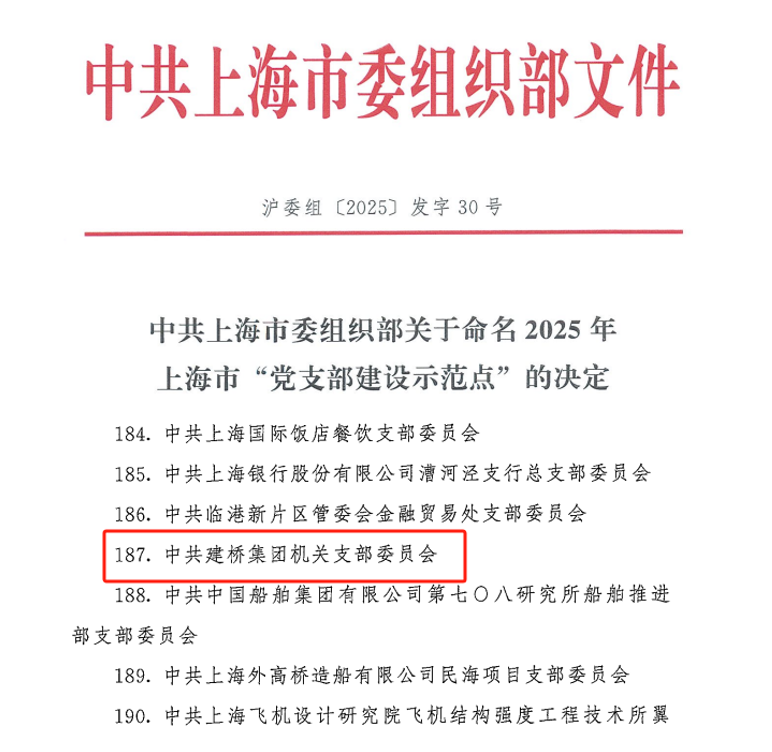 建桥集团机关党支部荣获2025...